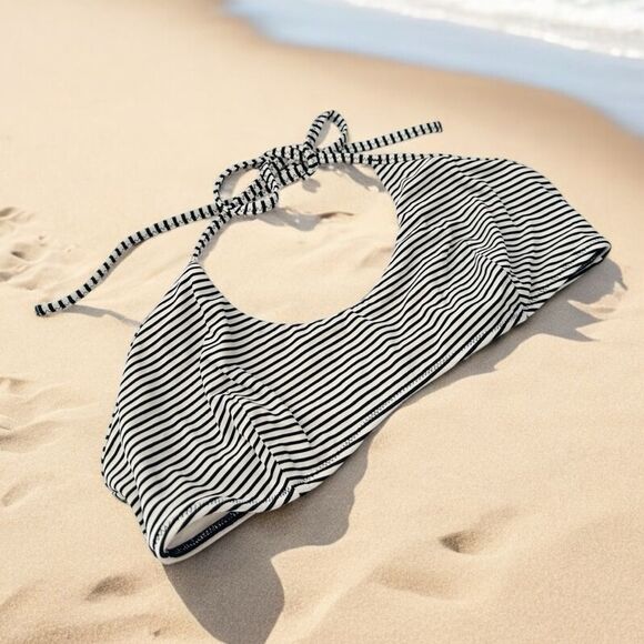 Victoria’s Secret Stripes Bikini Top Black White Size Medium - Picture 1 of 5